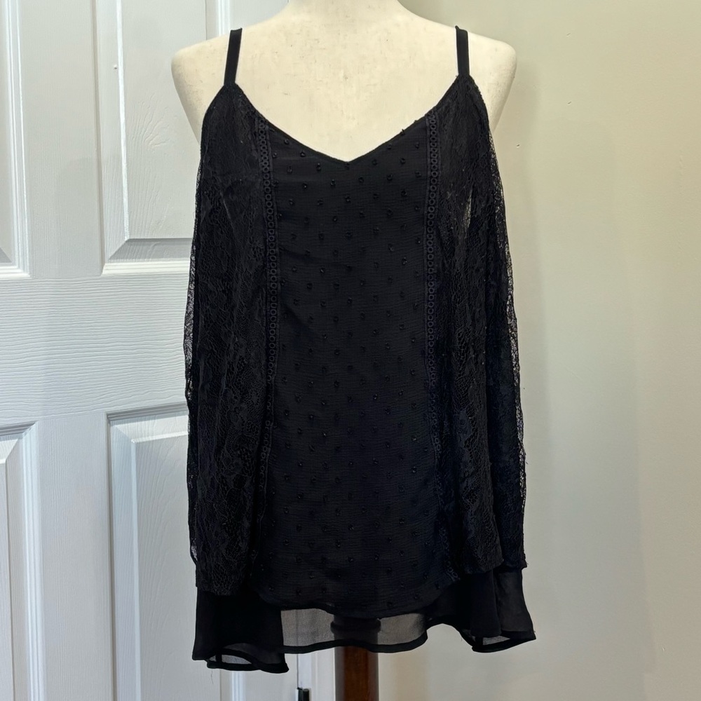 Torrid Black Lace and Mesh Dot Sophie Swing Cami Tank Top 1X